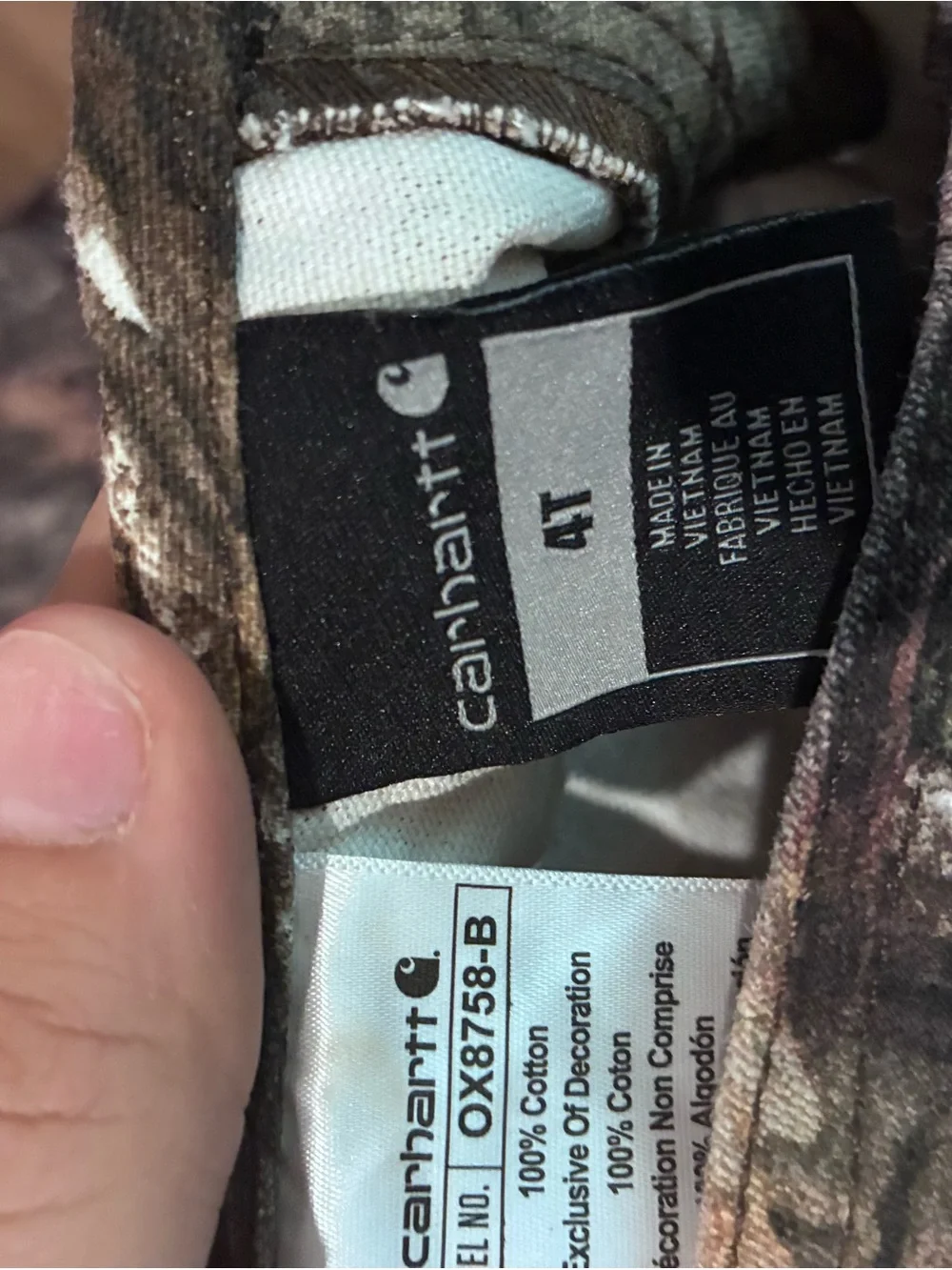 Carhartt Realtree-Style Camo Kids' Bib Overalls - Green/Brown 4T